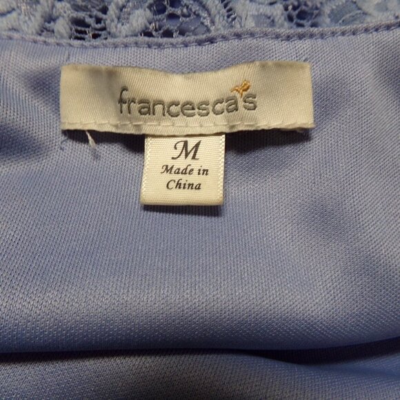 Francesca's Blue Lace Wrap Dress with Flutter Sleeves - Picture 2 of 7